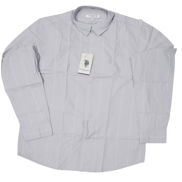 U.S. Polo Assn. Tailored Fit Premium Cotton Shirt – Classic Gray Stripes